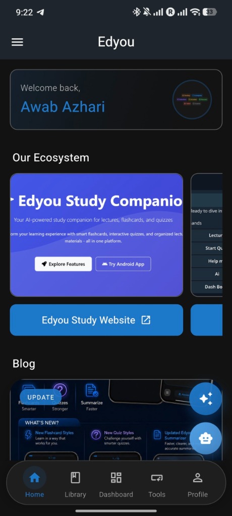 Edyou App Home Screen