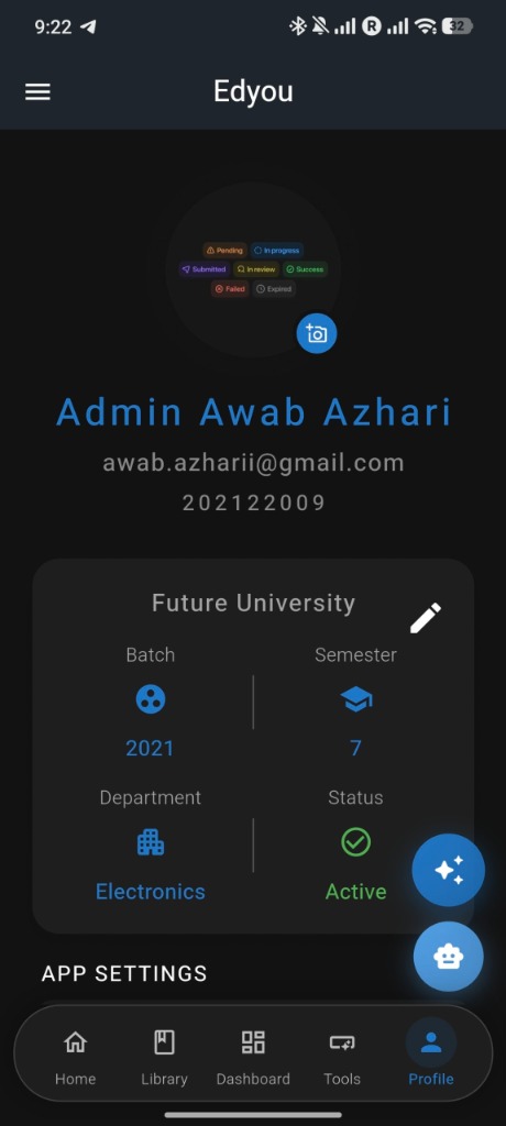 Academic Profile Screen